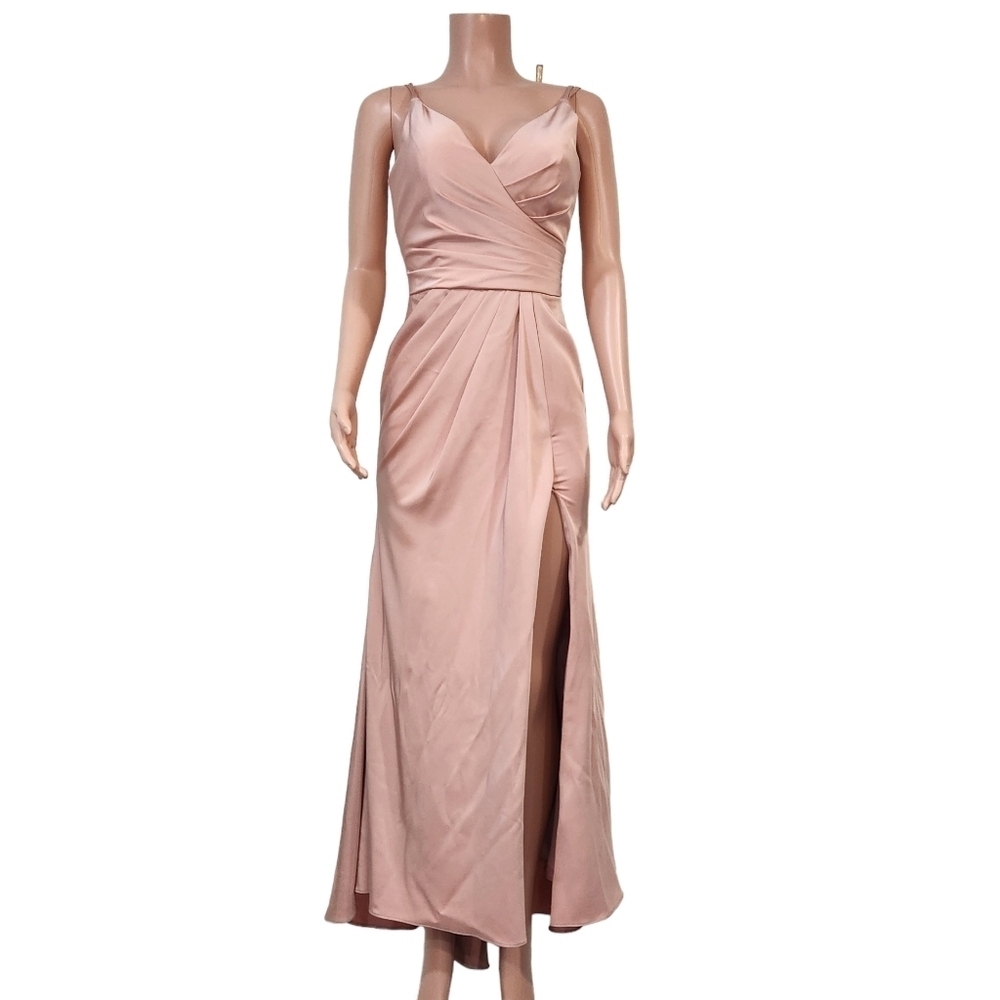 Amelia Couture 366 Beautiful Elegant Long Sleeveless Rose Gold dress Sz 6 - Picture 2 of 13
